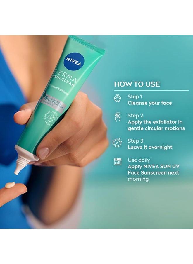 نيفيا مقشر نيڤيا ديرما سكين كلير بتركيبة تحتوي على 8% من حمض الساليسيليك وحمض الجليكوليك والنياسيناميد، لمحاربة الشوائب وعلامات حب الشباب، 40 مل. - Image 2